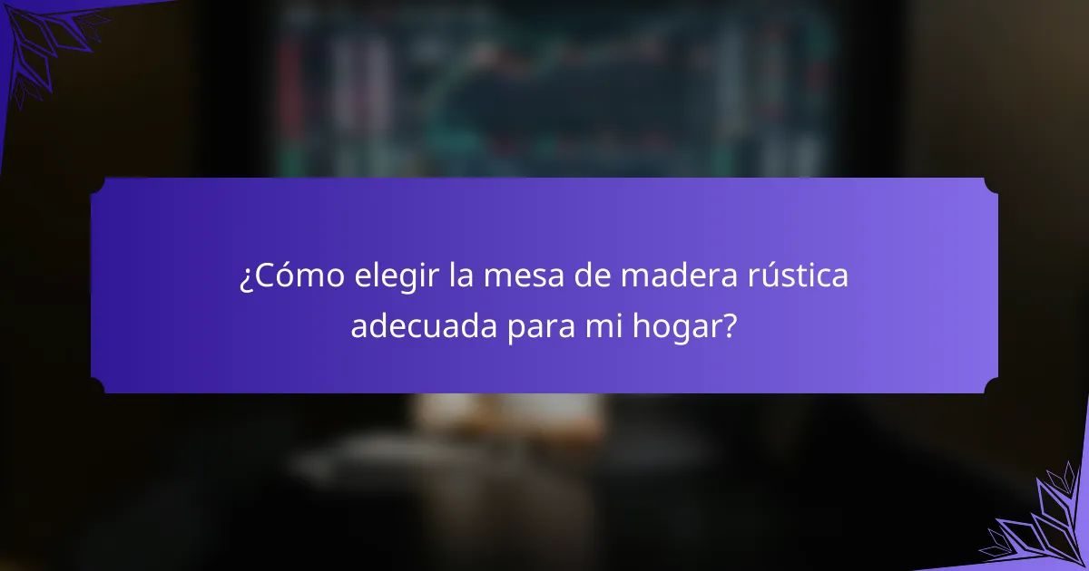 ¿Cómo elegir la mesa de madera rústica adecuada para mi hogar?