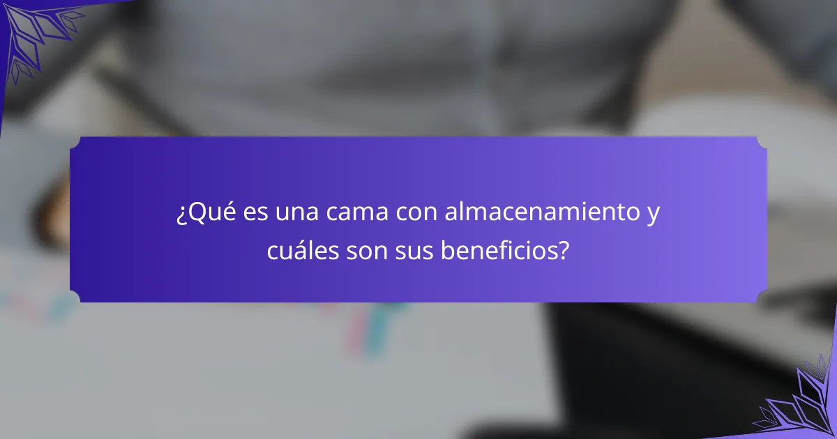 ¿Qué es una cama con almacenamiento y cuáles son sus beneficios?